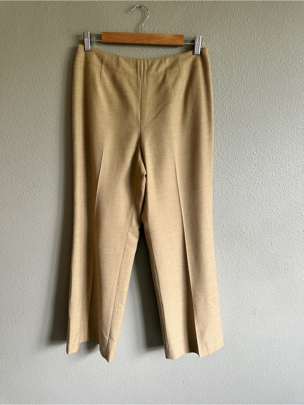 Vintage Talbots Wool Tan Wide-Leg Dress Pants 10 Petite